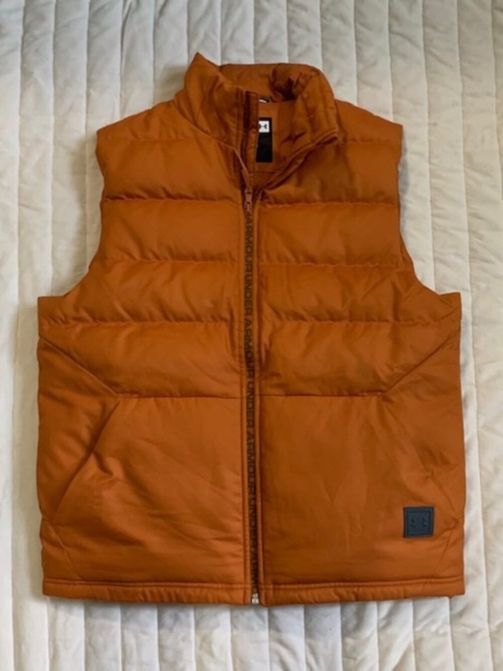 Men's UNDER ARMOUR ColdGear Puffer VEST Down Filled Sz M Burnt Orange Coat